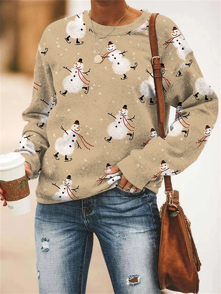 Christmas Lovely Snowmen Pattern Sweatshirt