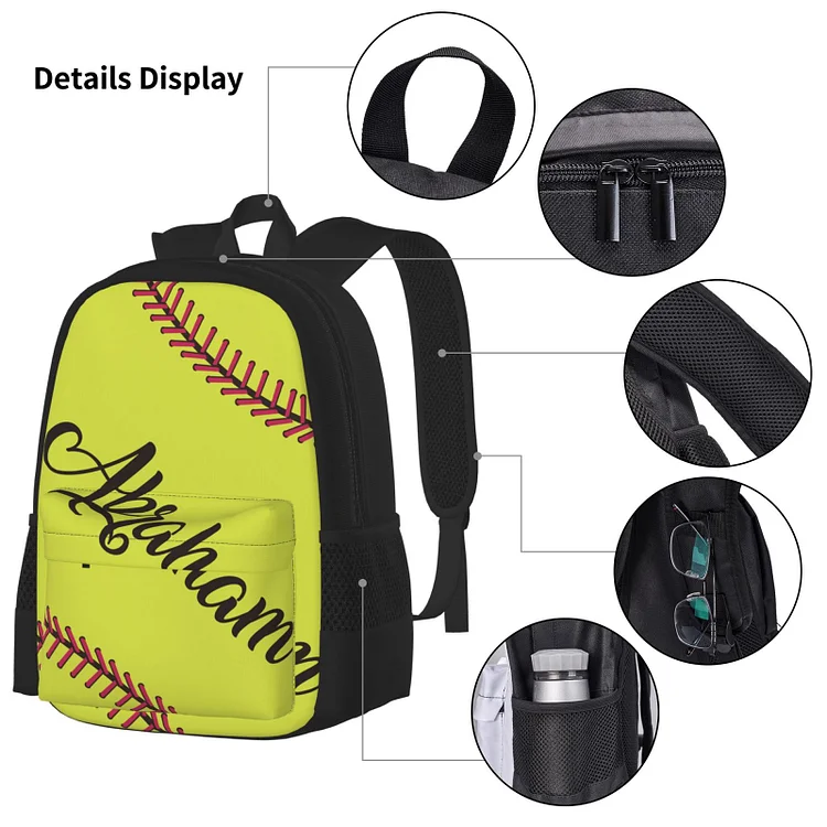 Personalized Softball Kids School Backpack Set|S14