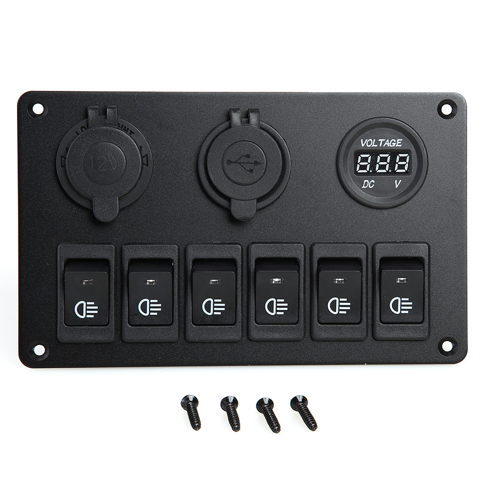 Voltmeter Dual USB Port 12V Outlet Car Boat 6 Gang LED Rocker Switch Panel, 501 Original
Voltmeter Dual USB Port 12V Outlet Car Boat 6 Gang LED Rocker Switch Panel, 501 Original