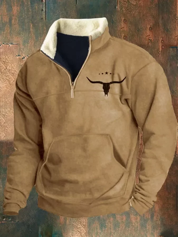 🎄NEW YEAR SALE 60% OFF🎄Western Casual Zipper Stand Collar Sweatshirt