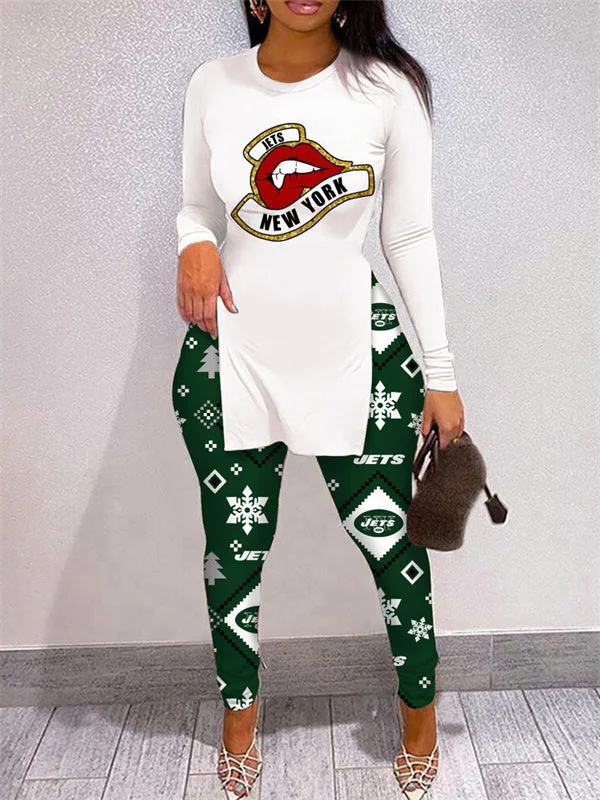 New York Jets
Limited Edition High Slit Shirts And Leggings Two-Piece Suits