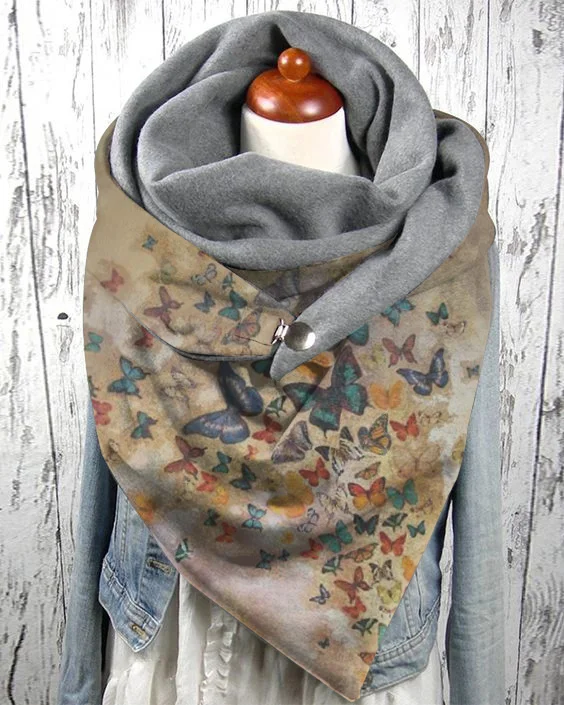 Retro butterfly print casual scarf scarves