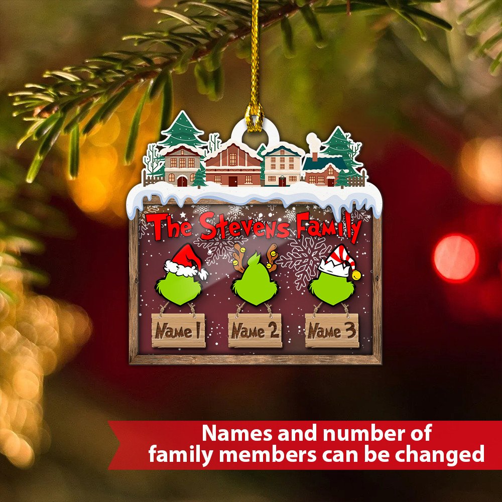 MERRY GRINCHMAS Personalized Christmas Ornament Engraved 3 Names Gifts ...