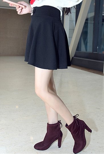 Maroon Chunky Heel Boots Round Toe Suede Ankle Booties for Women |FSJ Shoes