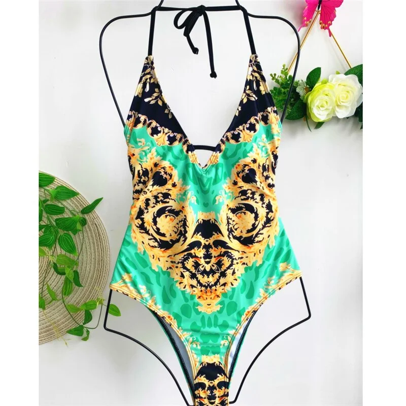 Gnim Print Bikini Swimwear Women Summer Sexy Bandage Swim Bathing