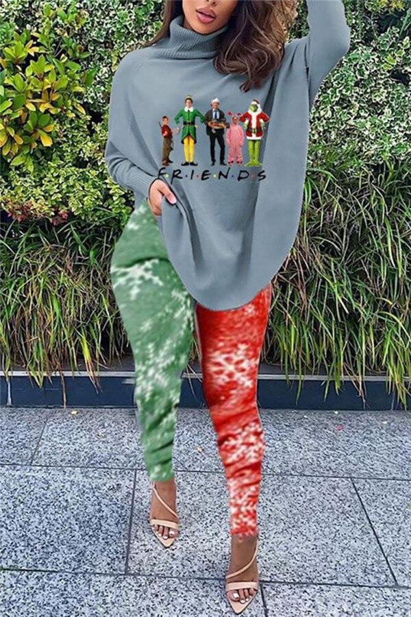 Fashion Casual Christmas Print Basic Two Pieces - BlackFridayBuys