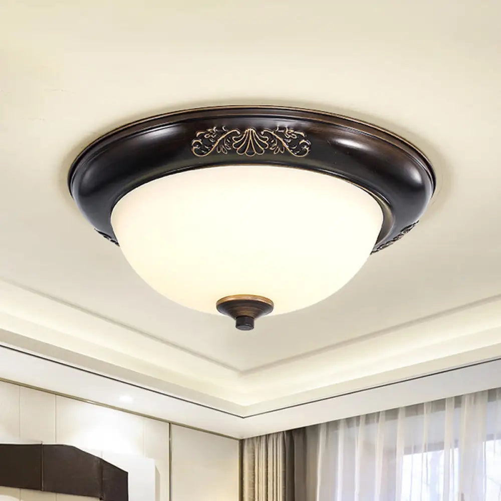 Led Countryside Flush Mount Black Opal Glass Ceiling Fixture Various Sizes Available / 12’
