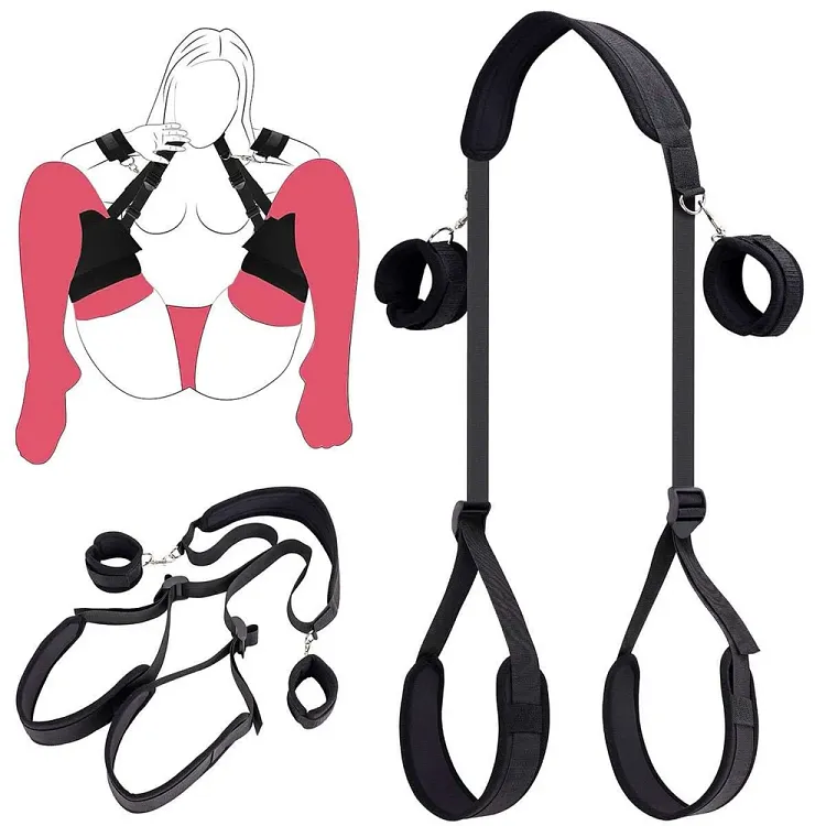 pornhint Pornhint BDSM Bondage Restraint Kit Set Adjustable Handcuff Sex Leg & Thigh Strap for SM BDSM