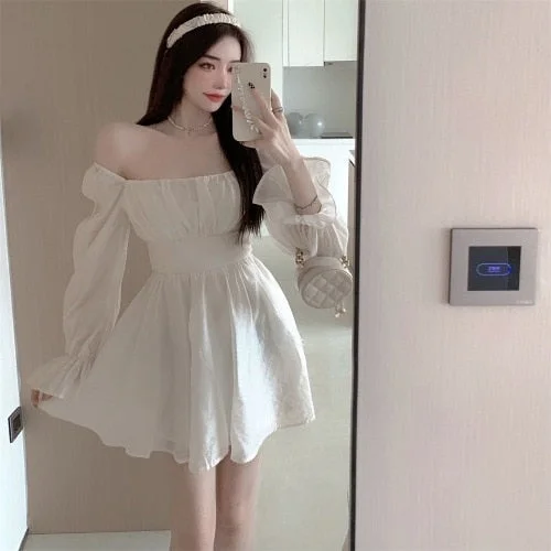 Pink/White Sweet Elegant Princess Long Sleeve Fairy Backless Dress SP16947