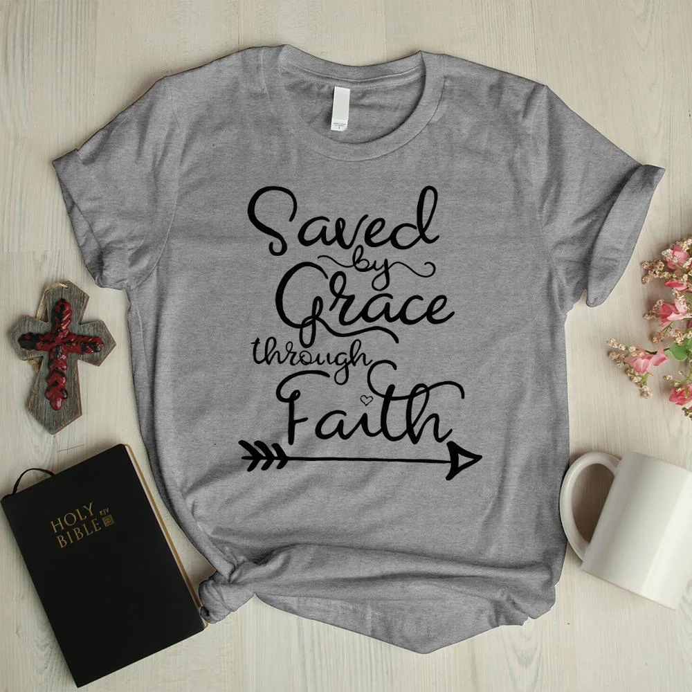 Faith printed short-sleeved daily graphic tees