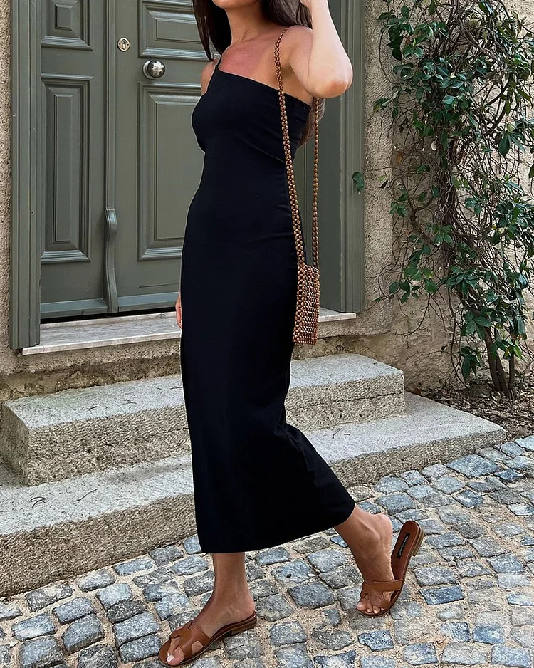 Casual Vacation Solid Color Dress