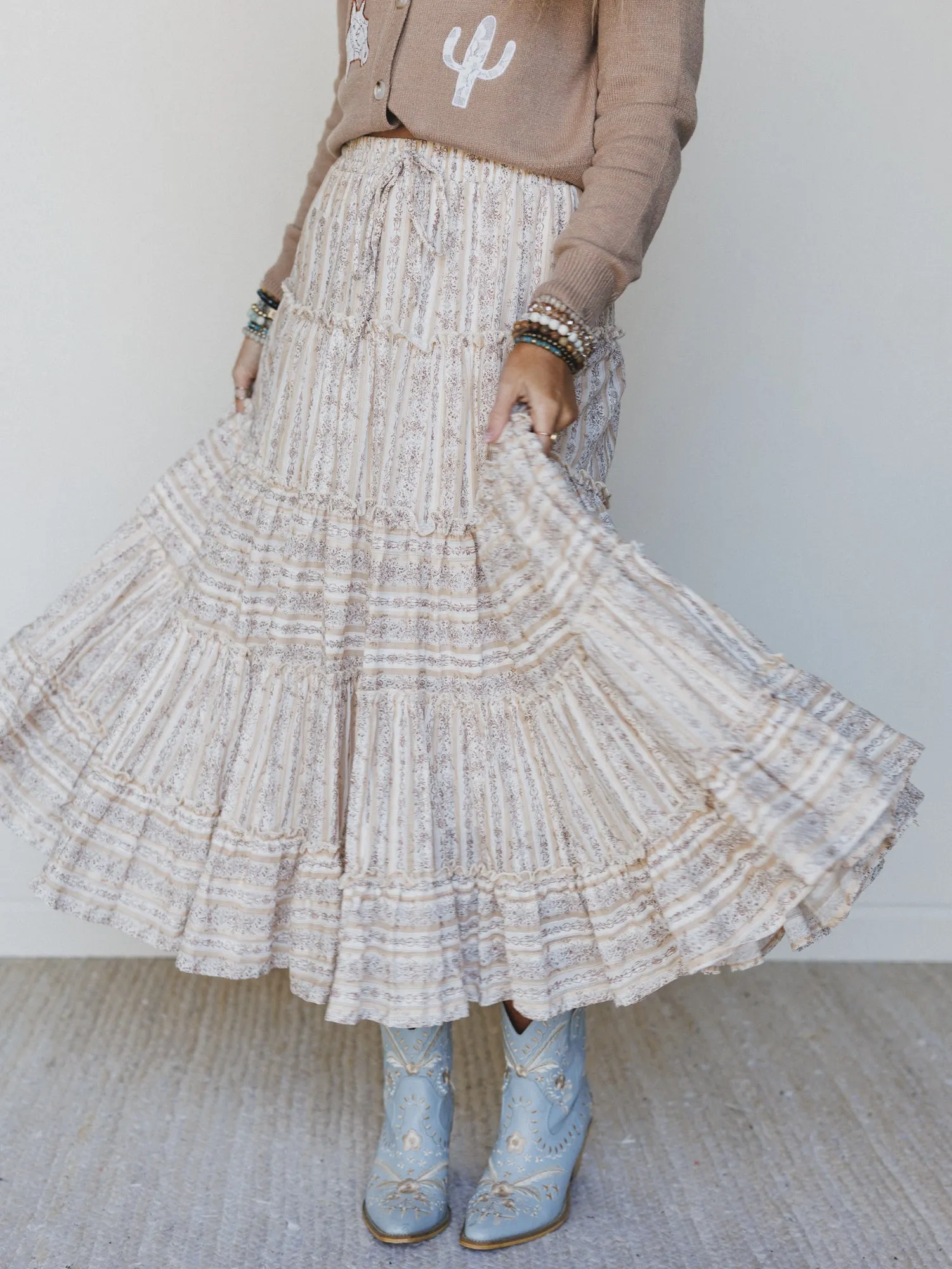 Frolic Fancy Maxi Skirt - Latte
