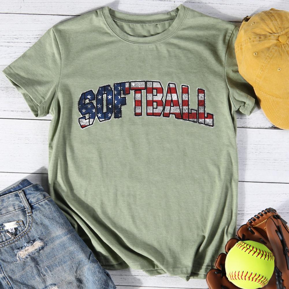 Softball Girl Round Neck T-shirt-0025045-Guru-buzz