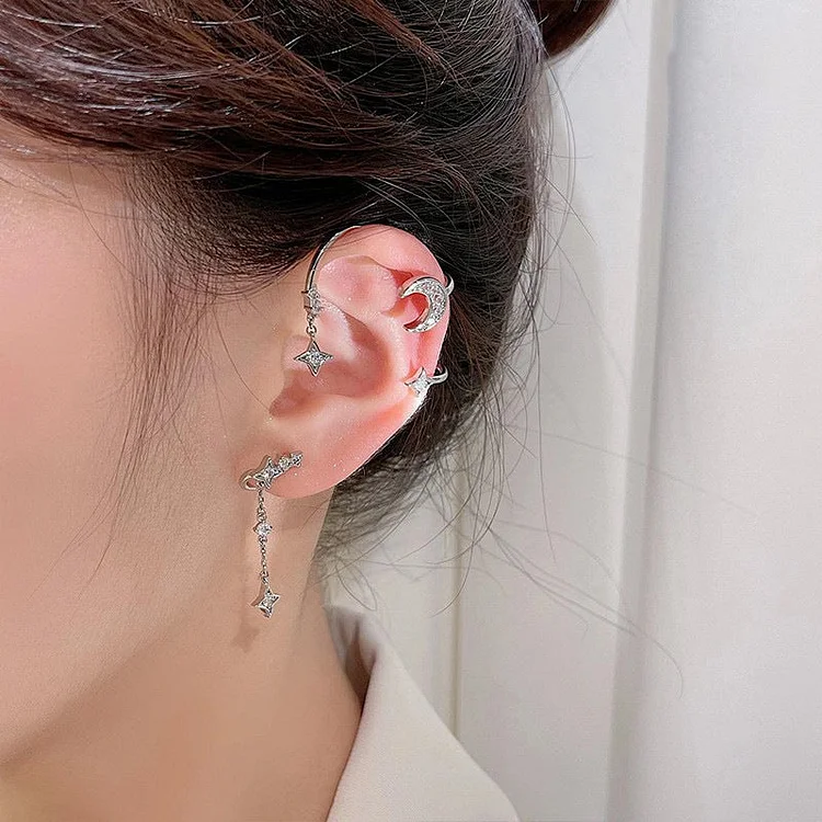 BUY 1 GET 1 FREE - Moon Star Ear Cuff Earrings