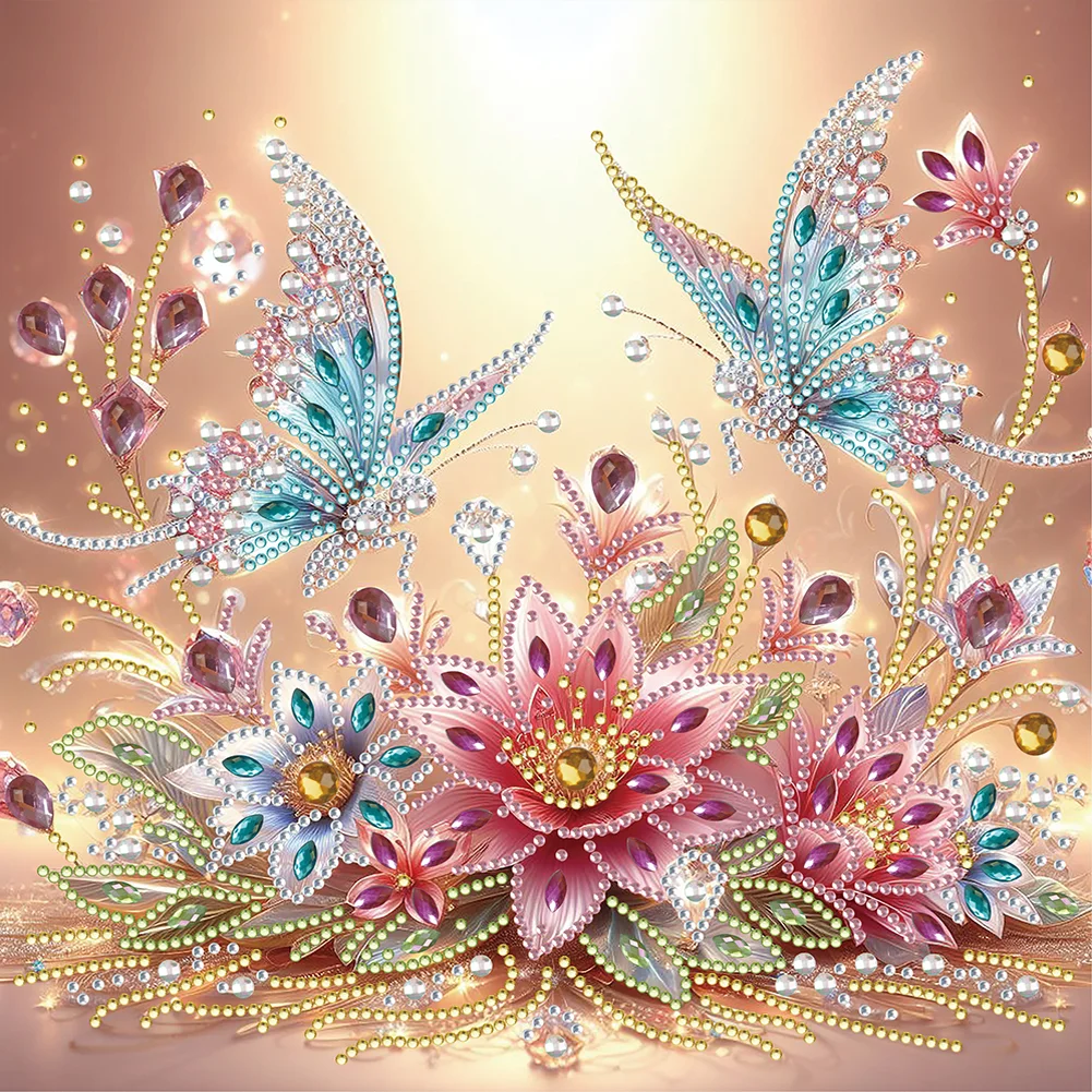 Partial Special-shaped Crystal Rhinestone Diamond Painting - Butterfly(Canvas|30*30cm)