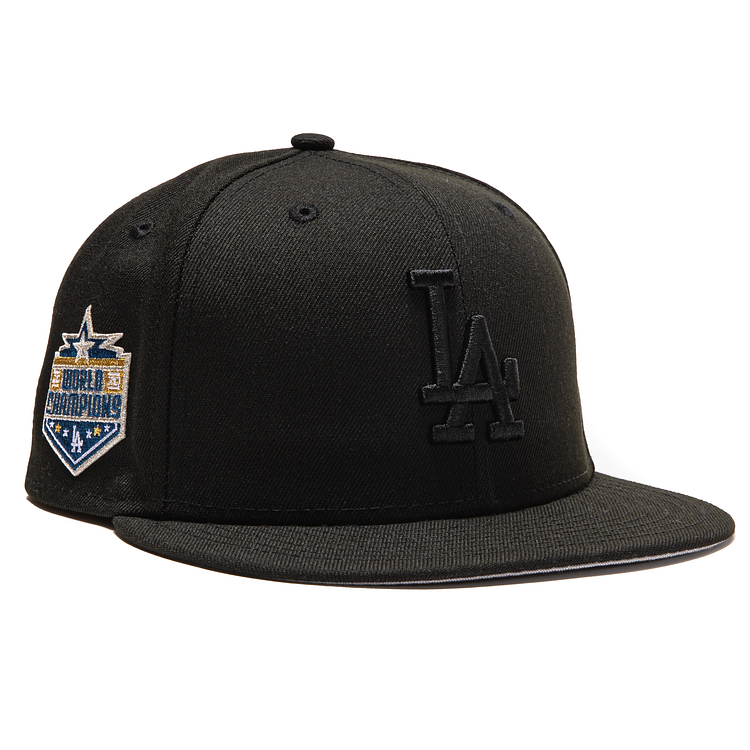 New Era 59Fifty Los Angeles Dodgers 2020 World Champions Patch Hat - Black, Black QueenFunky