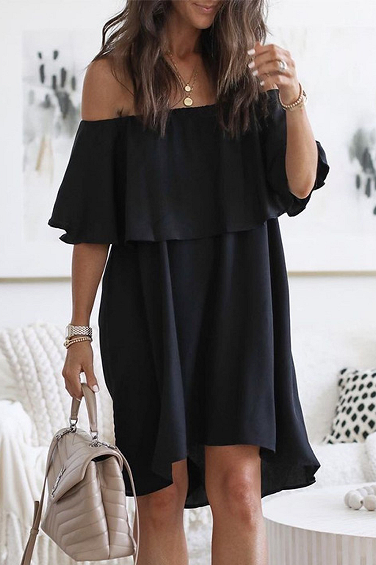 KarliDress One-shoulder Ruffled Sleeve Dress P12694
