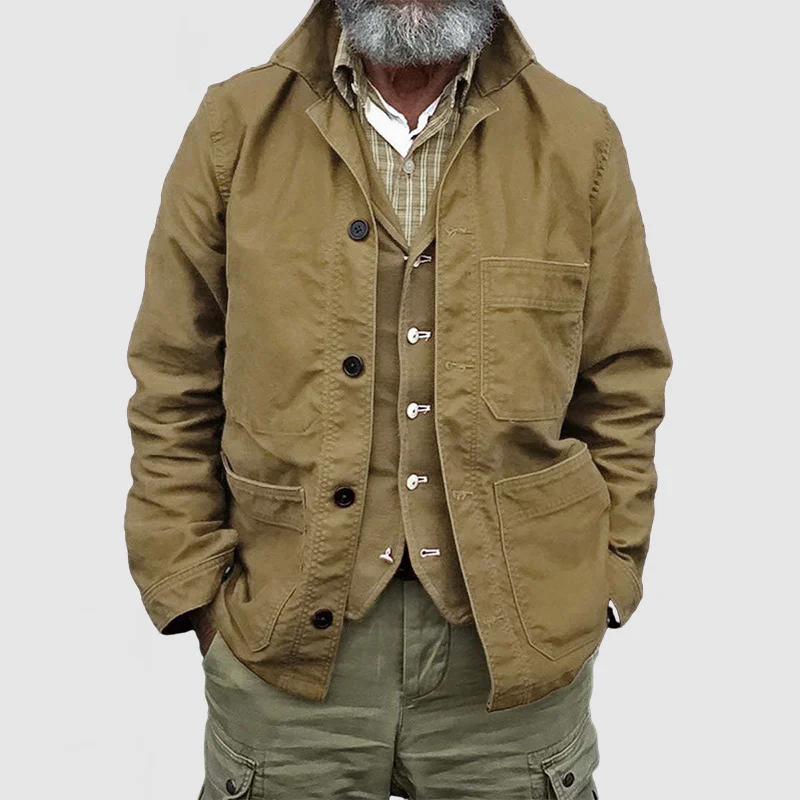 Men's Vintage Washed Cotton Multi-Pocket Jacket ( NEW )