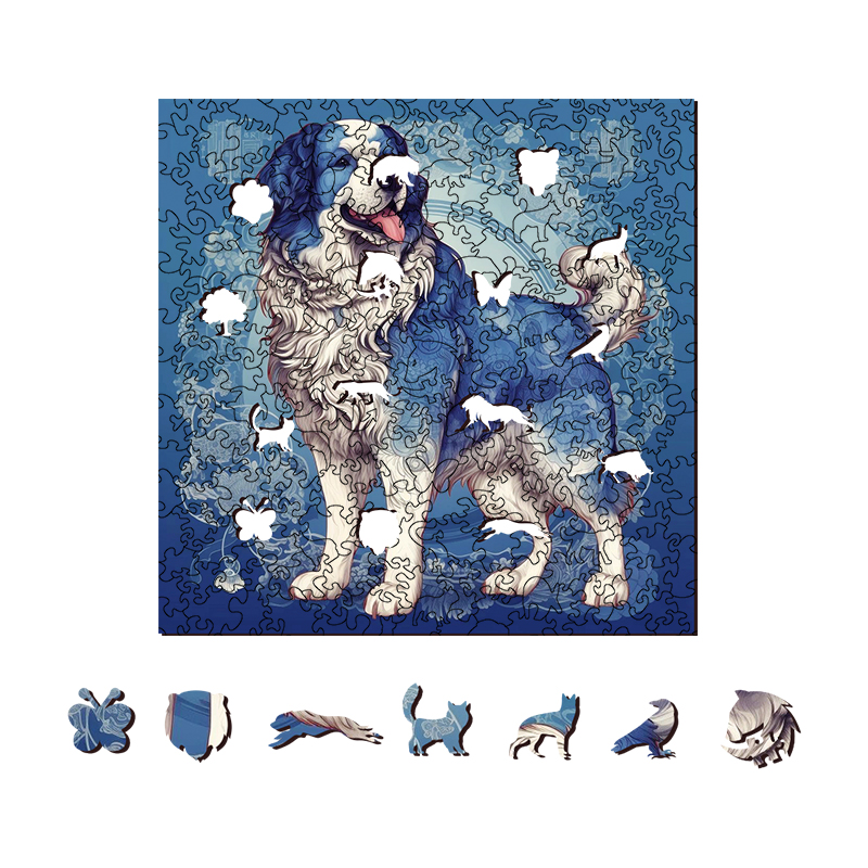 Wooden Puzzle Border Collie Toys Tennis Balls Light Blue 1000-Slice Puzzle for All Ages Gifts, Size: 1000pcs