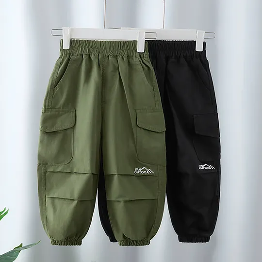 【18M-12Y】Boys Casual Solid Color Loose Cargo Pants