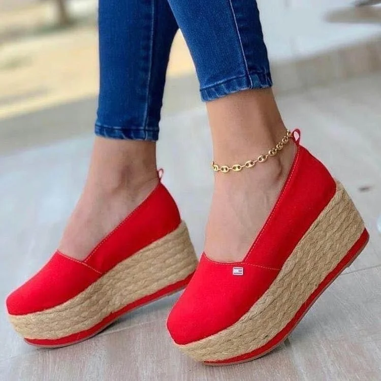Sponge cake twine thick-soled ladies casual shoes