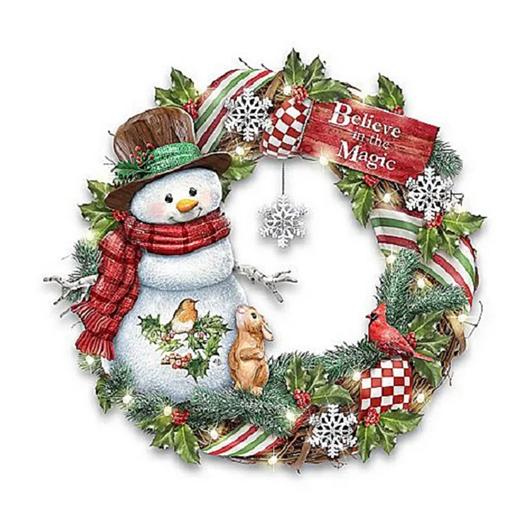 『DIY』Snowman Wreath - 11CT Stamped Cross Stitch(40*40cm)