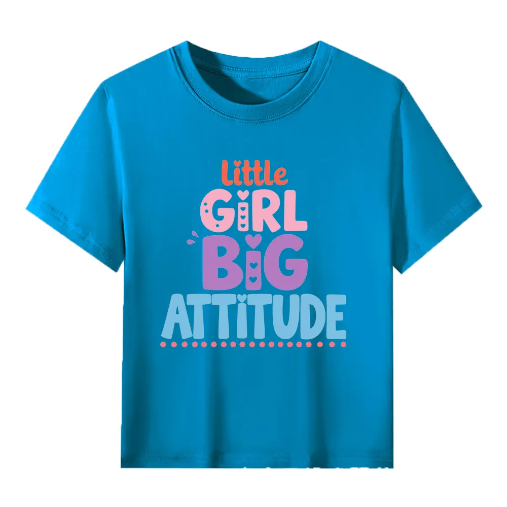 【2Y-13Y】Little Girl Big Attitude Graphic T-Shirt For Kids
