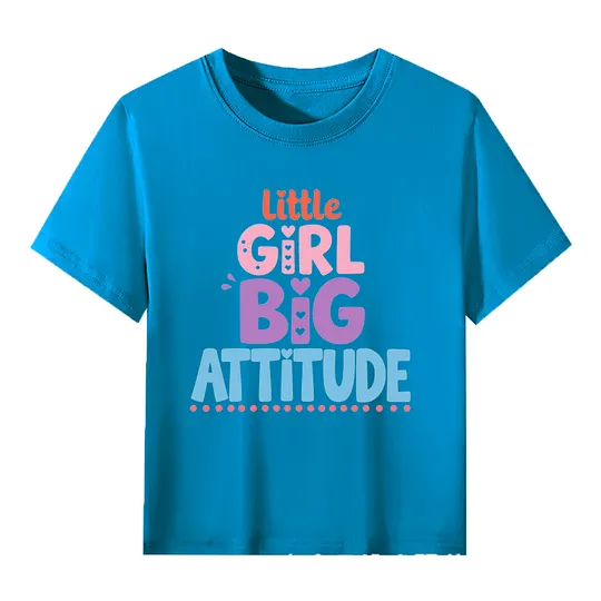 【2Y-13Y】Little Girl Big Attitude Graphic T-Shirt For Kids