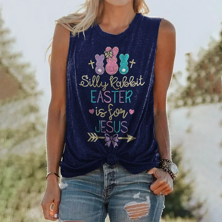 Easter Bunny Slogan Print Tank Top