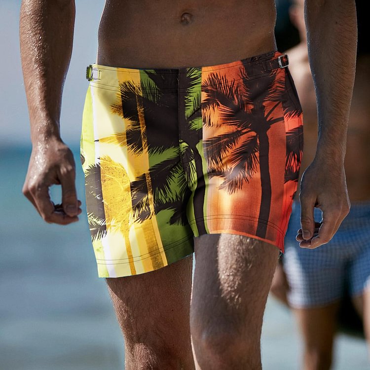 Men's Casual Print Shorts Holiday Seaside Coconut Print Shorts
