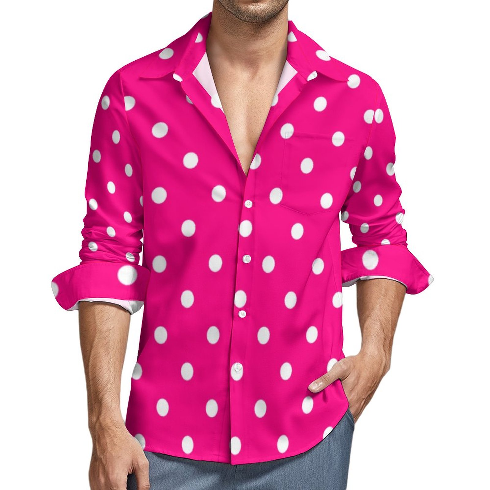 pink polka dot dress shirt Steven Land DSW2516 Polka Dot Dress Shirt