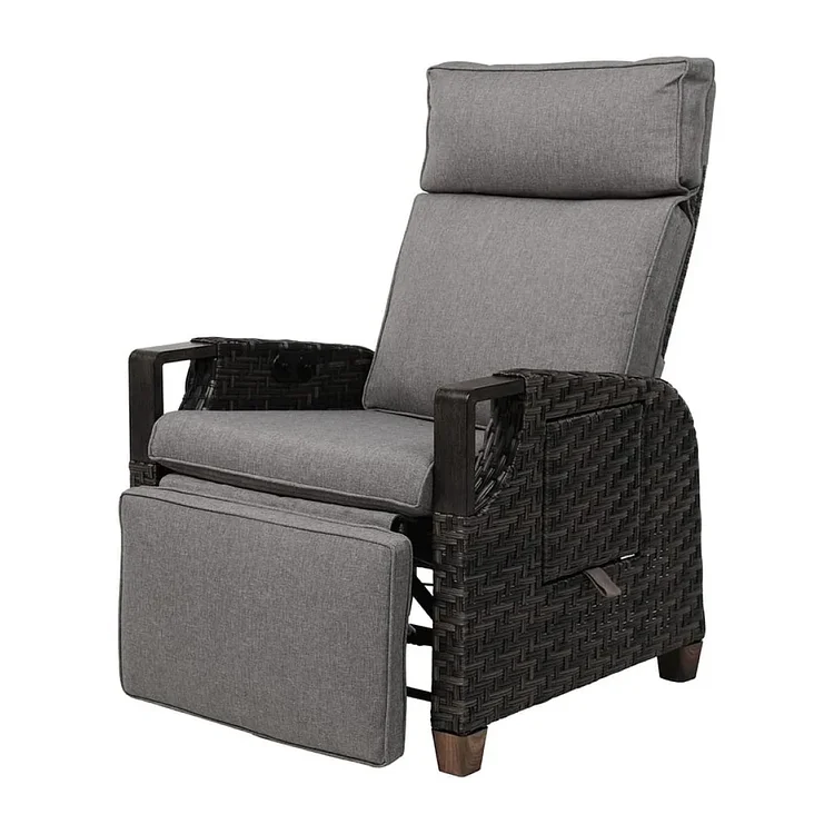GRAND PATIO Indoor &Outdoor Recliner Air Pump Wicker Reclining Chair Independent Back and Leg Adjustment