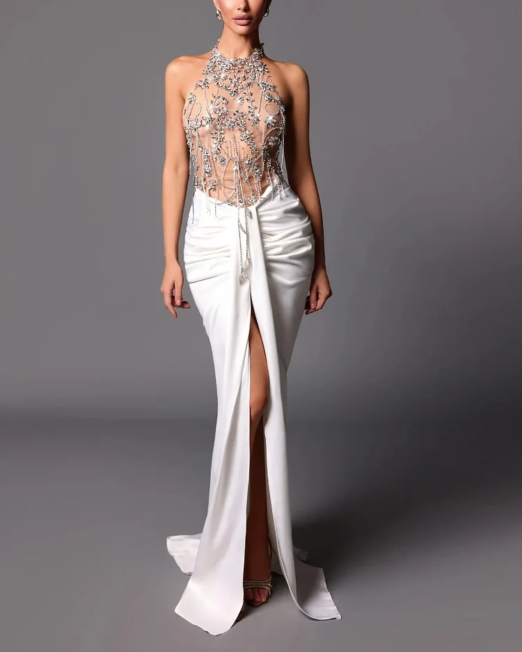 Sexy Crystal-embellished Rhinestone Fringed Dress