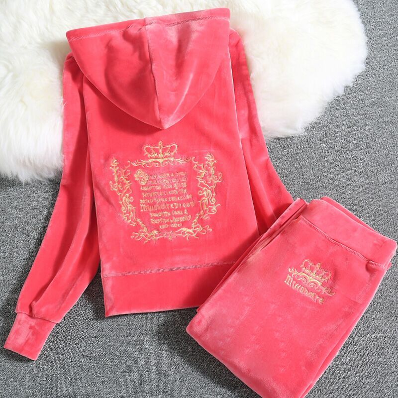 Spring / Fall Women'S Brand Velvet Fabric Tracksuits