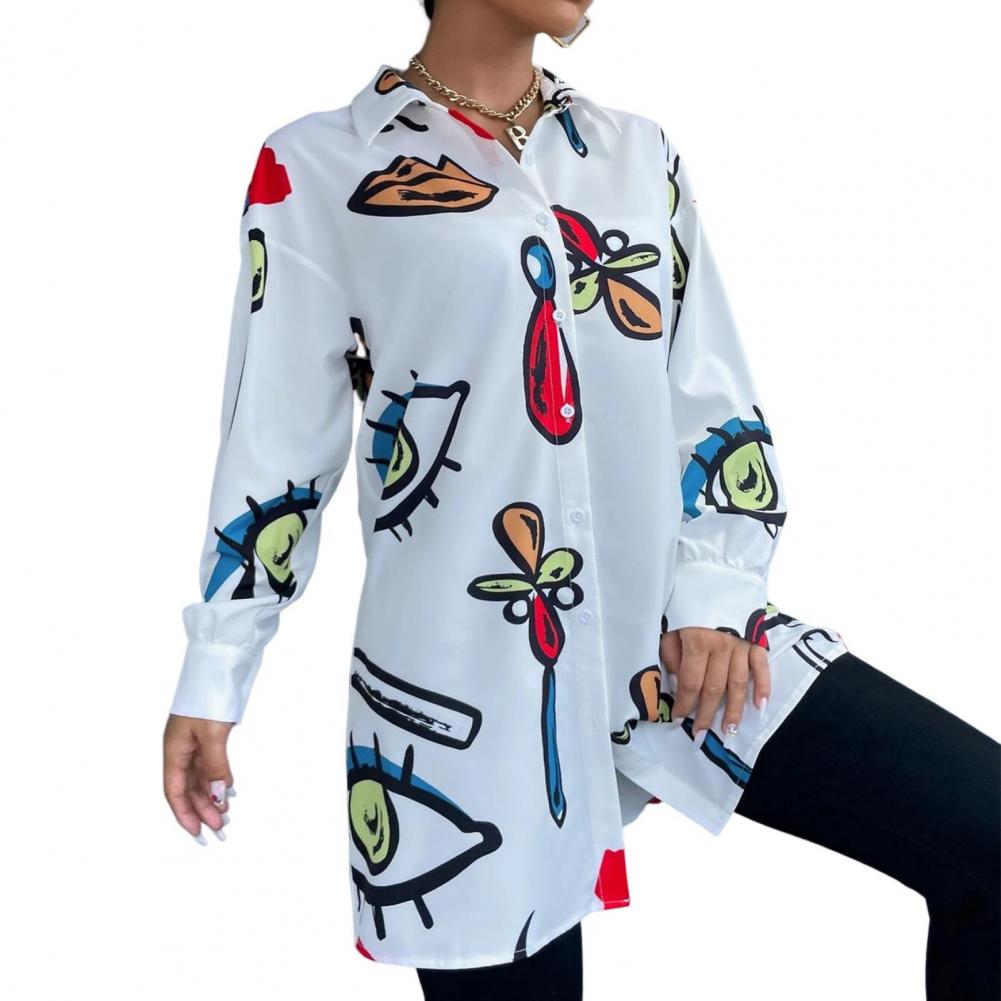 Fashion Colorful Pattern Breathable Casual Long Sleeve Women's Blouses & Shirts