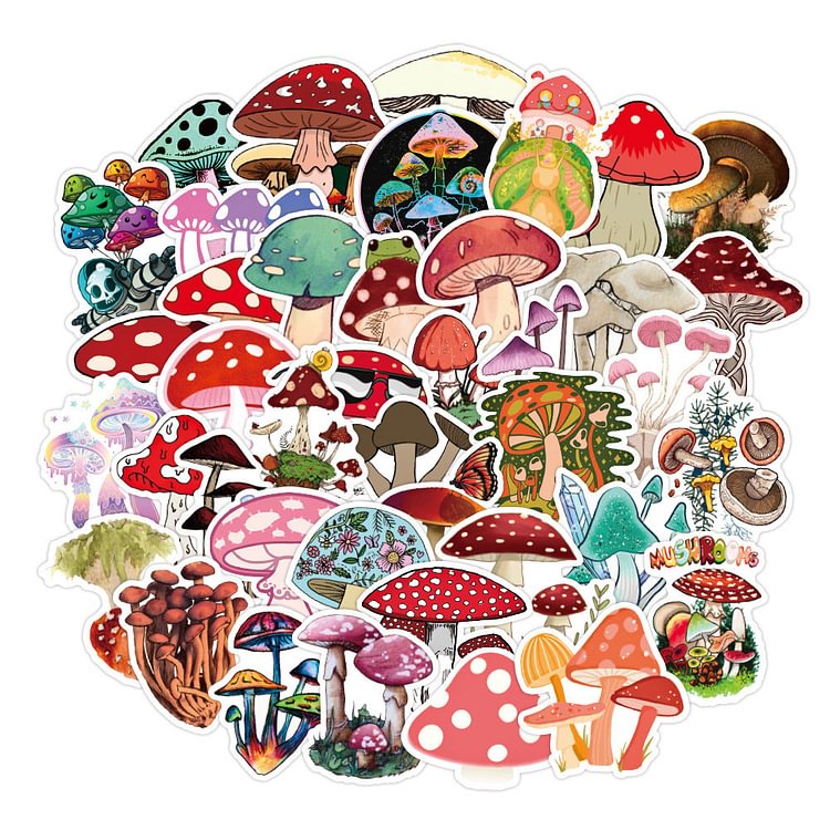 Colorful Mushroom sticker pack of 50
