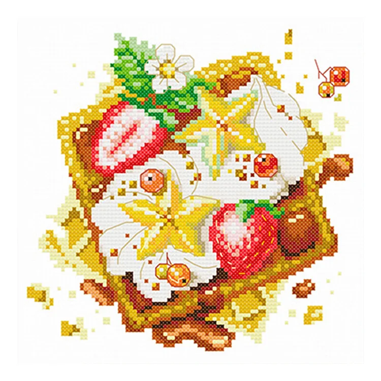 Spring Brand - Sunny Egg Fruit Toast  11CT Stamped Cross Stitch 30*30CM(11.81*11.81in)