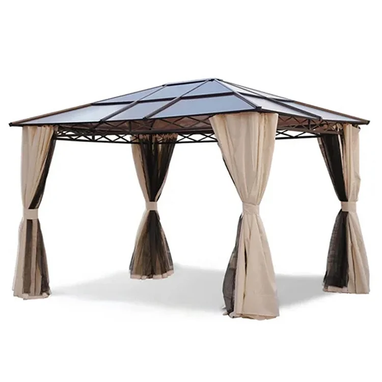 GRAND PATIO 10x12 FT Hardtop Gazebo with Netting and Curtains - Metal Aluminum Frame