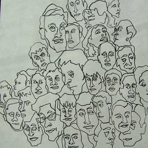 pornhint Pornhint OUR HUMAN MASKS Multi-Faces, Pen and ink drawing suitable for framing and wall hanging; copy on acid free paper, copyrighted.