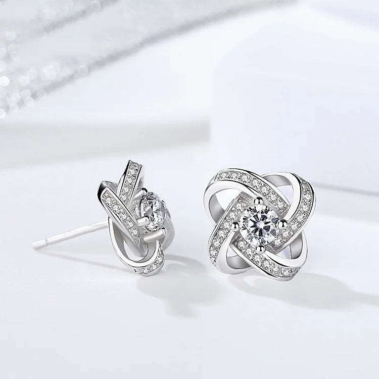 Love Knot Earrings Personalized Birthstone Earrings S925 Sterling Silver Birthday Gifts For Women