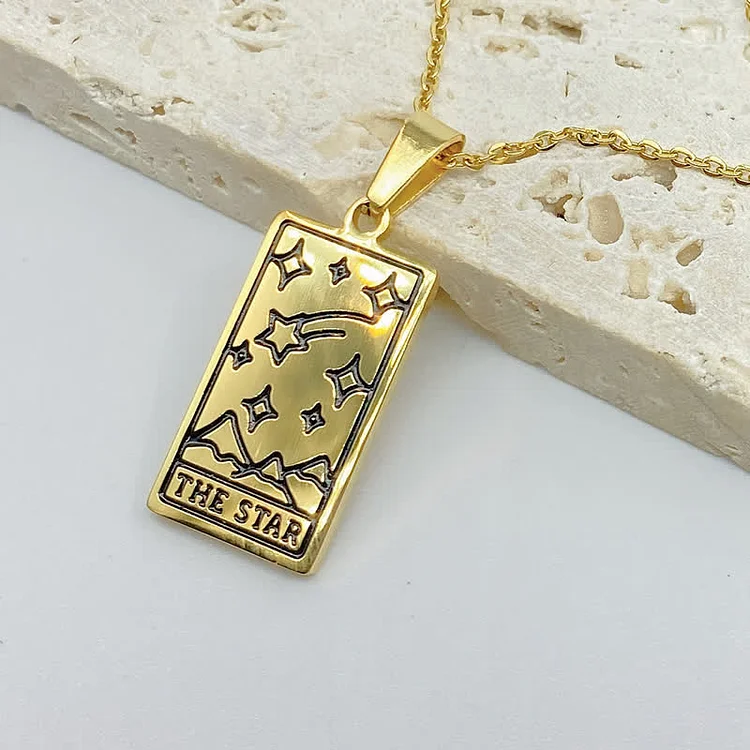Vintage Tarot Card Fortune Necklace-The Star