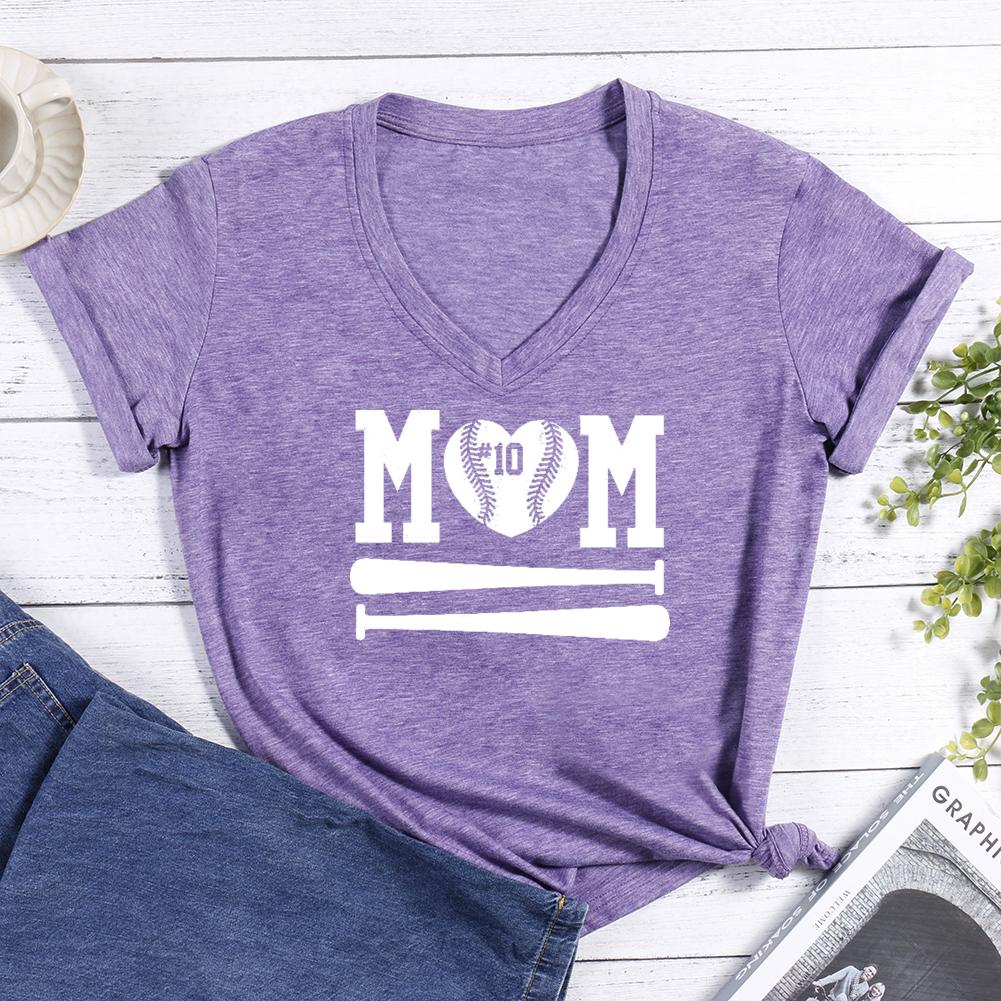 Softball Mom V-neck T Shirt-Guru-buzz