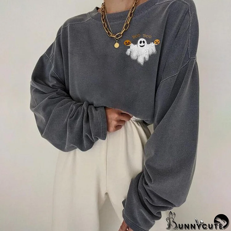 Little ghost pumpkin print sweatshirt designer
