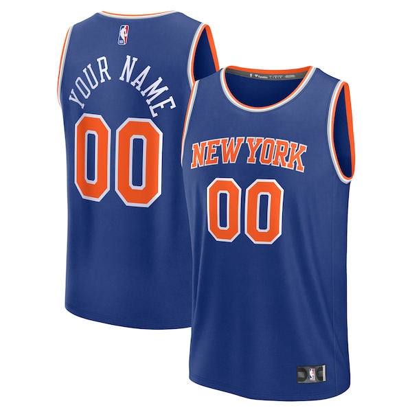 New York Knicks Youth Custom Fast Break Jersey Blue Icon Edition