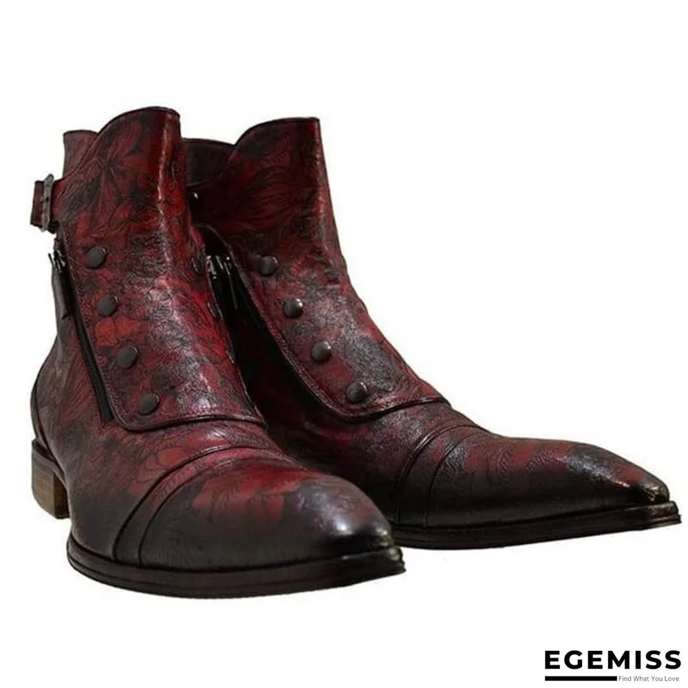 Men's Retro Snake Pattern Button Ankle Boots | EGEMISS