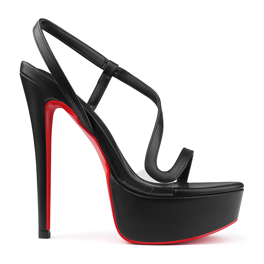 150mm Open Toe Platform Sandals Ankle Strap High Heel Red Bottom Summer Shoes Wedding Shoes Matte-MERUMOTE