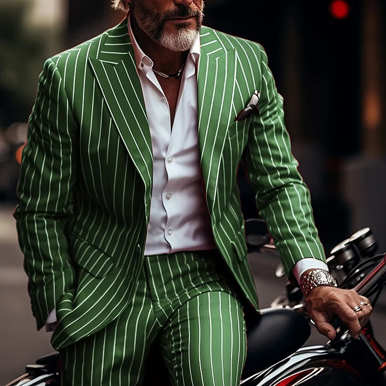 Men's Business Striped Pattern Long Sleeve Blazer
