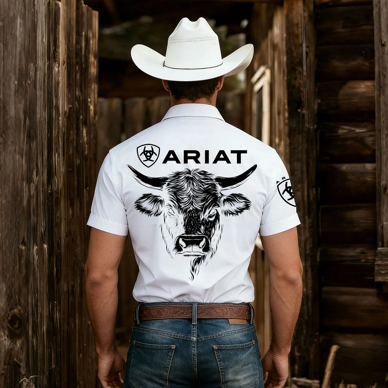 Men's Western Cowboy Style Short-Sleeve Shirt