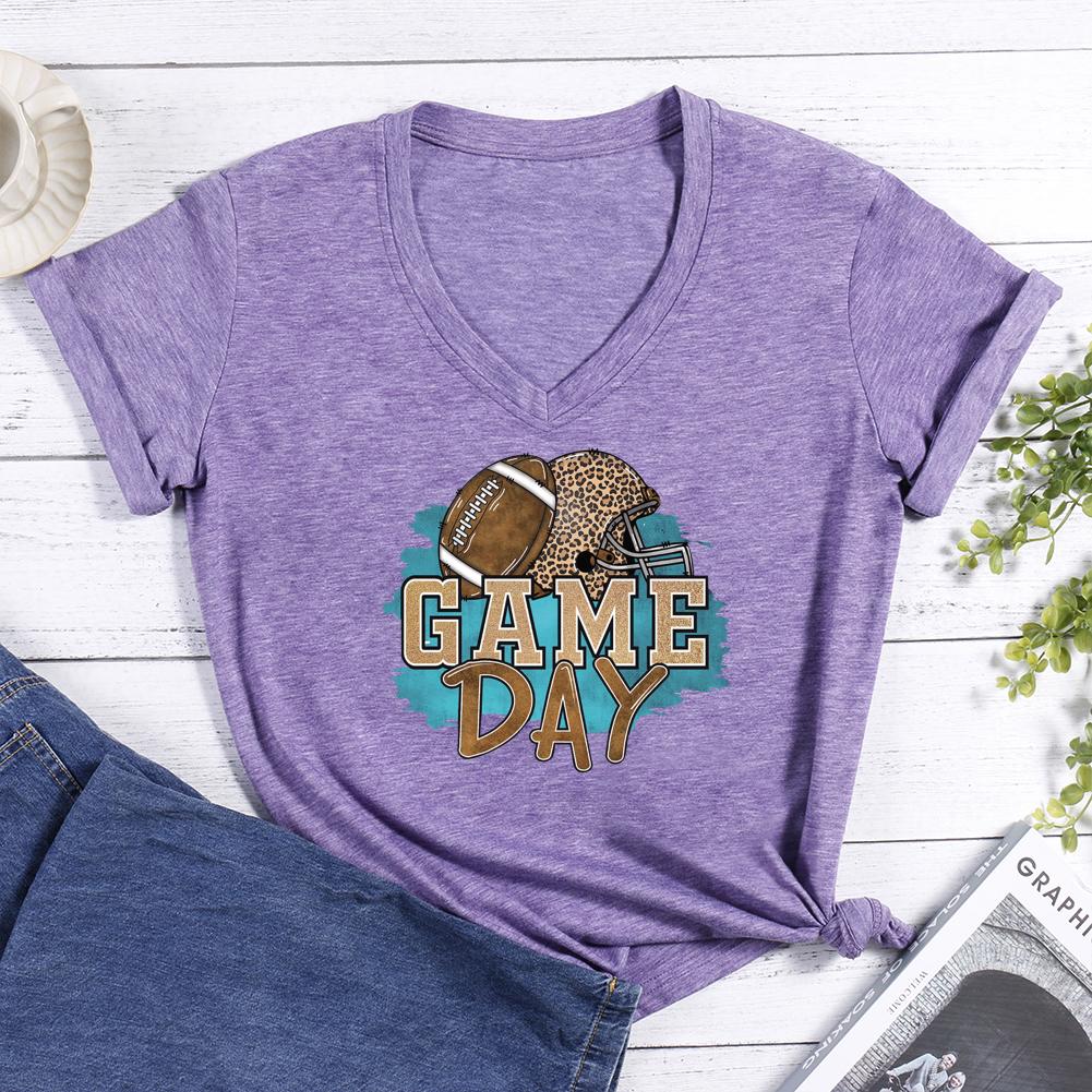 Game day football V-neck T Shirt-Guru-buzz
