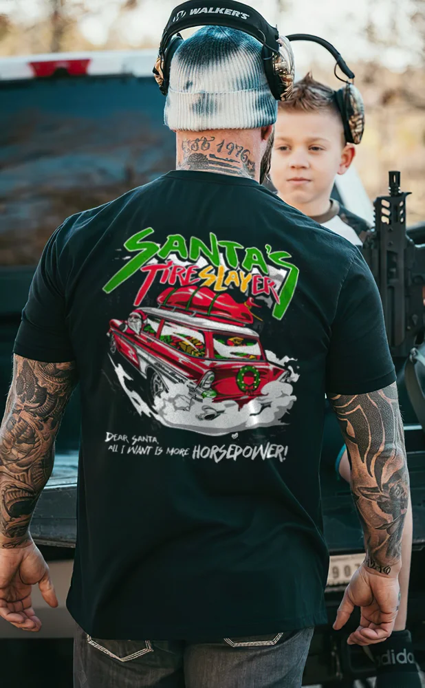 Santa's Tire Slayer Printed Men's T-shirt - Devcarry
